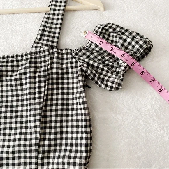 H&M Black + White Gingham Cold Shoulder Dress - Picture 8 of 15